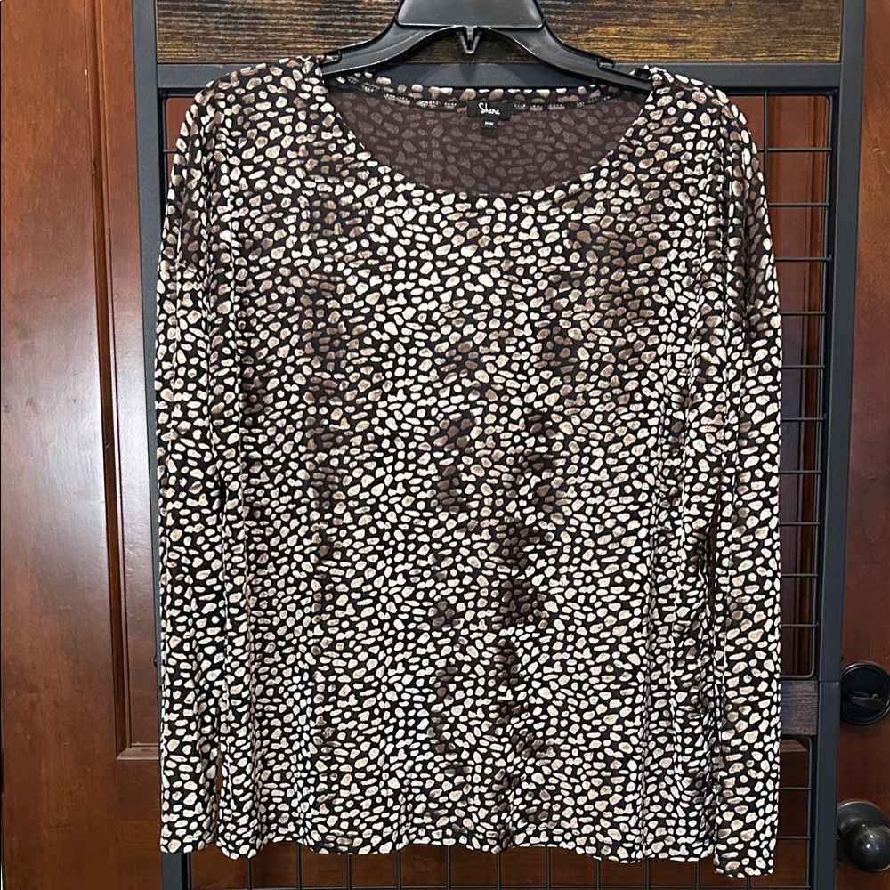 Shana Black Gold Brown Patterned Women's Top Size M sku#165